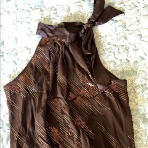 Brown sequined top with bow
